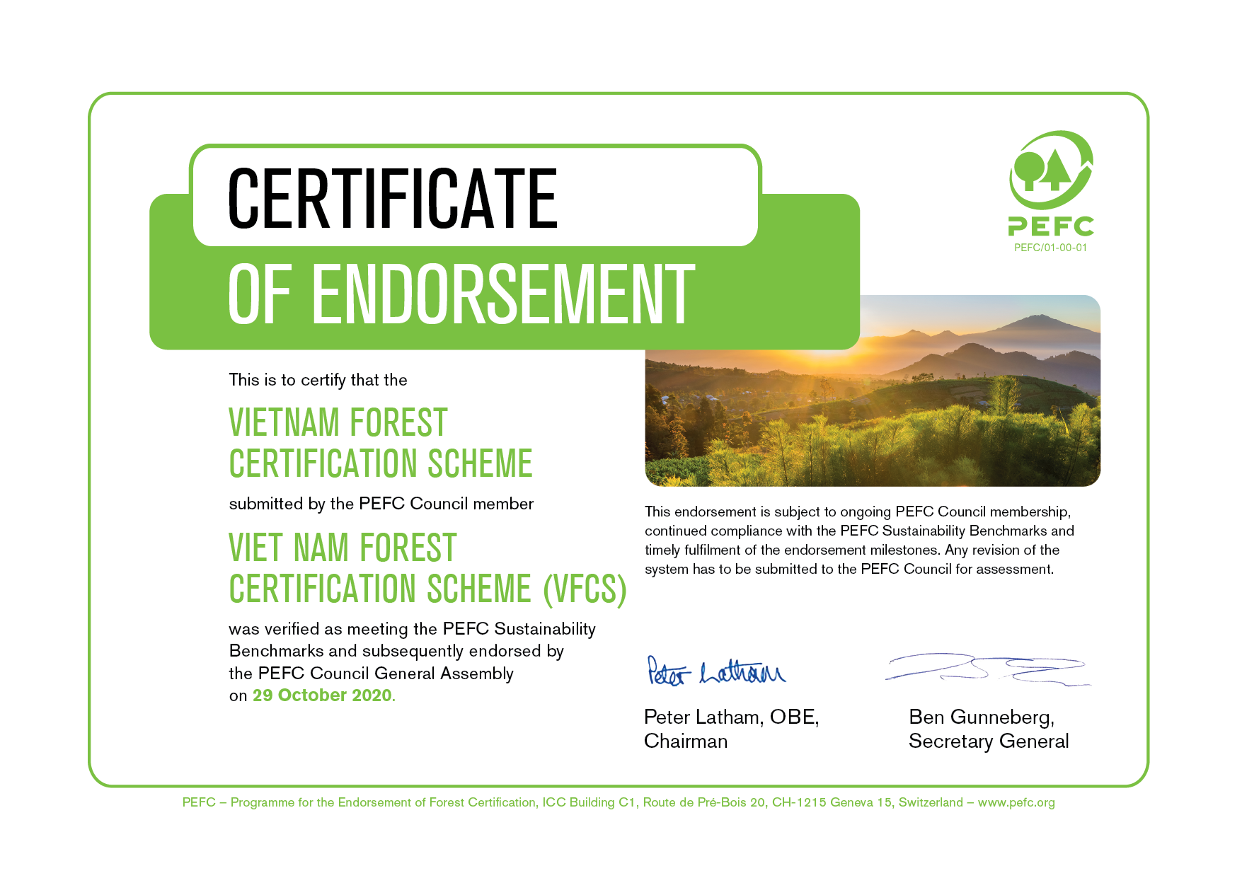 Hệ thống chứng chỉ rừng quốc gia (VFCS) đã được PEFC công nhận